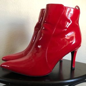 Worn Once Red Faux Leather Size 10 Booties